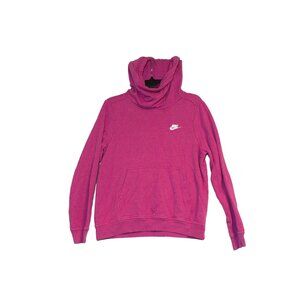 Nike Women's Medium Pink Pullover Hoodie With Kangaroo Pocket & Drawstring Cowl